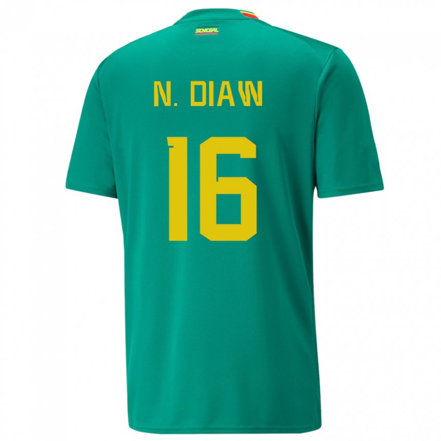 Uomo Maglia Senegal Ndeye Meissa Diaw #16 Verde Kit Gara Away 22-24 Maglietta