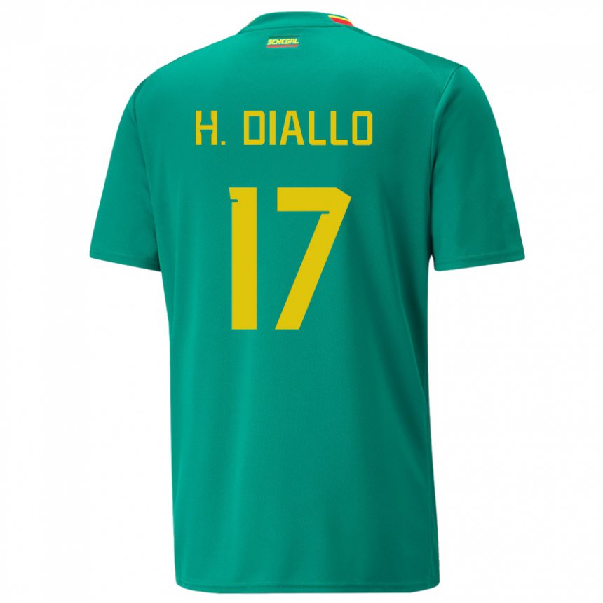 Uomo Maglia Senegal Hapsatou Malado Diallo #17 Verde Kit Gara Away 22-24 Maglietta