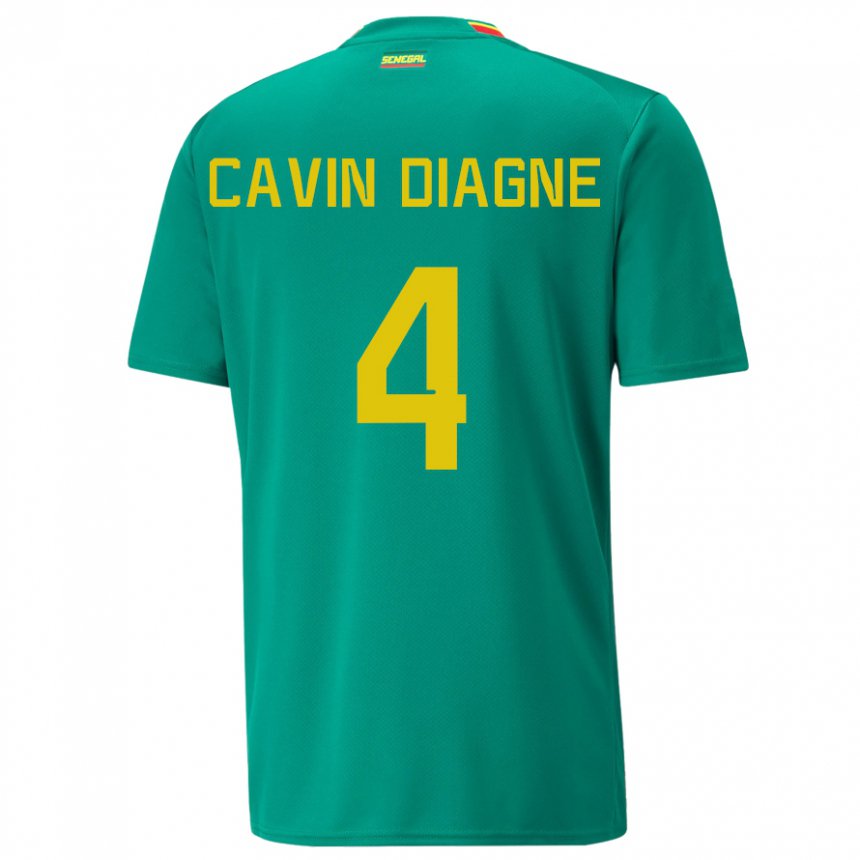 Uomo Maglia Senegal Cavin Diagne #4 Verde Kit Gara Away 22-24 Maglietta