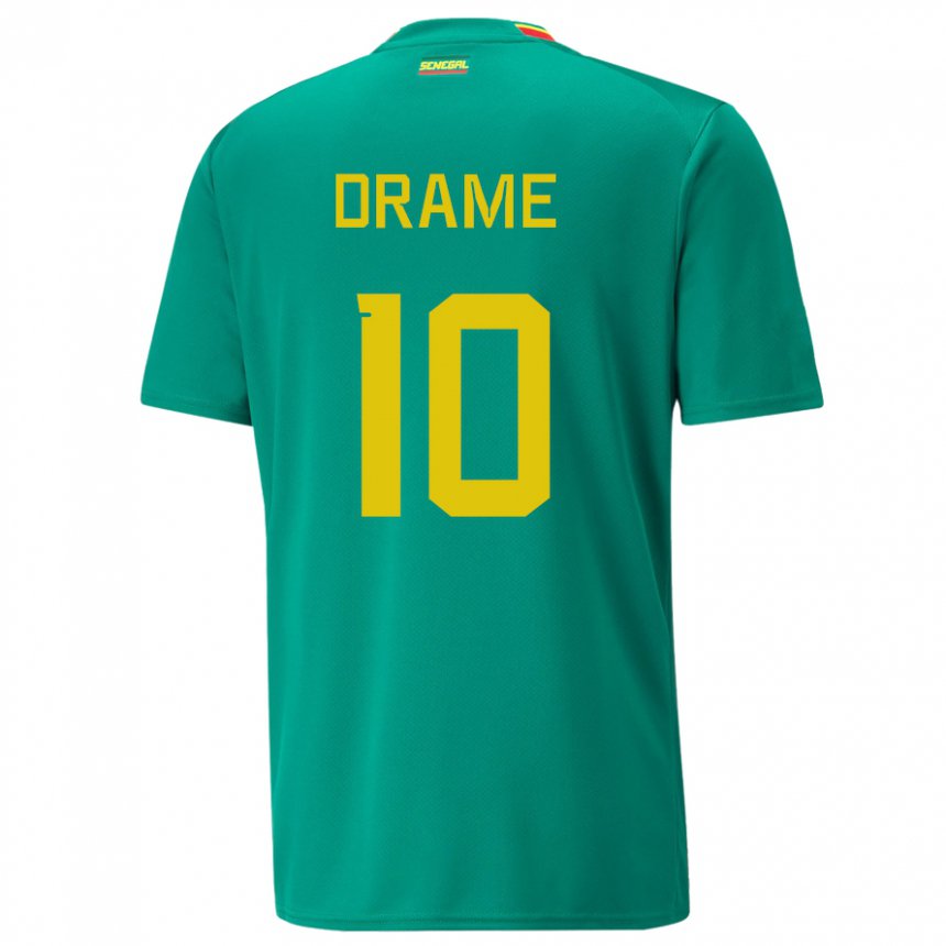 Uomo Maglia Senegal Ibrahima Drame #10 Verde Kit Gara Away 22-24 Maglietta