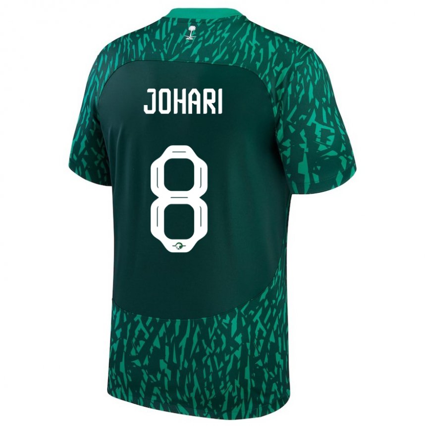 Uomo Maglia Arabia Saudita Layan Johari #8 Verde Scuro Kit Gara Away 22-24 Maglietta