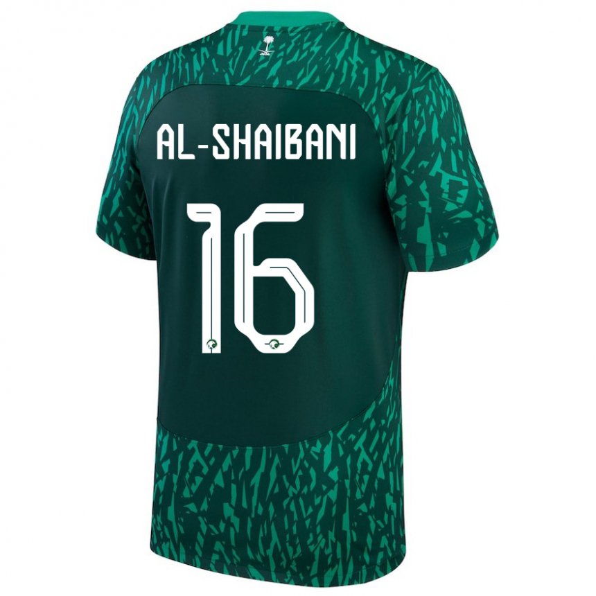 Uomo Maglia Arabia Saudita Asrar Al Shaibani #16 Verde Scuro Kit Gara Away 22-24 Maglietta