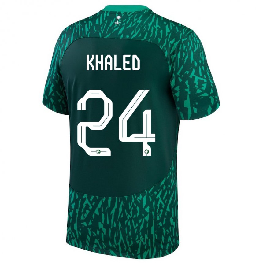 Uomo Maglia Arabia Saudita Atheer Khaled #24 Verde Scuro Kit Gara Away 22-24 Maglietta