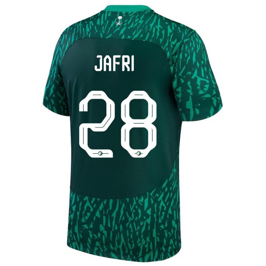 Uomo Maglia Arabia Saudita Farah Jafri #28 Verde Scuro Kit Gara Away 22-24 Maglietta