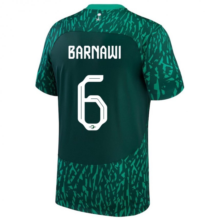 Uomo Maglia Arabia Saudita Mohammed Barnawi #6 Verde Scuro Kit Gara Away 22-24 Maglietta