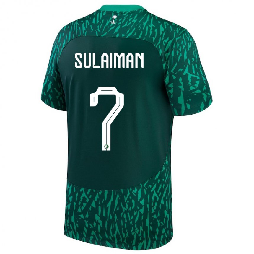 Uomo Maglia Arabia Saudita Mohammed Sulaiman #7 Verde Scuro Kit Gara Away 22-24 Maglietta