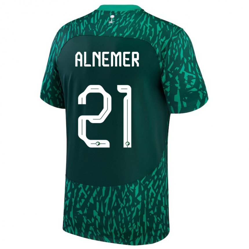 Uomo Maglia Arabia Saudita Meshari Alnemer #21 Verde Scuro Kit Gara Away 22-24 Maglietta