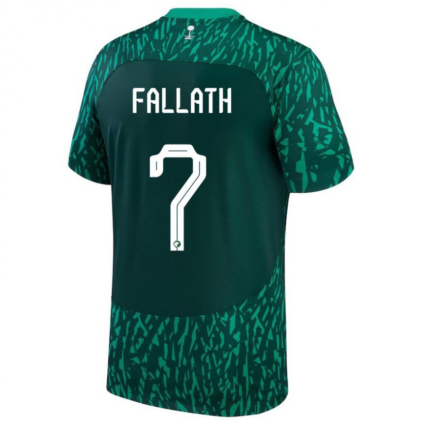 Uomo Maglia Arabia Saudita Fahad Fallath #7 Verde Scuro Kit Gara Away 22-24 Maglietta