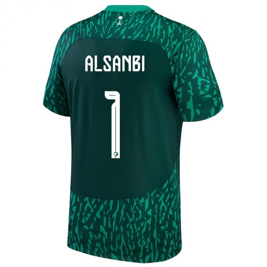 Uomo Maglia Arabia Saudita Abdulrahman Alsanbi #1 Verde Scuro Kit Gara Away 22-24 Maglietta