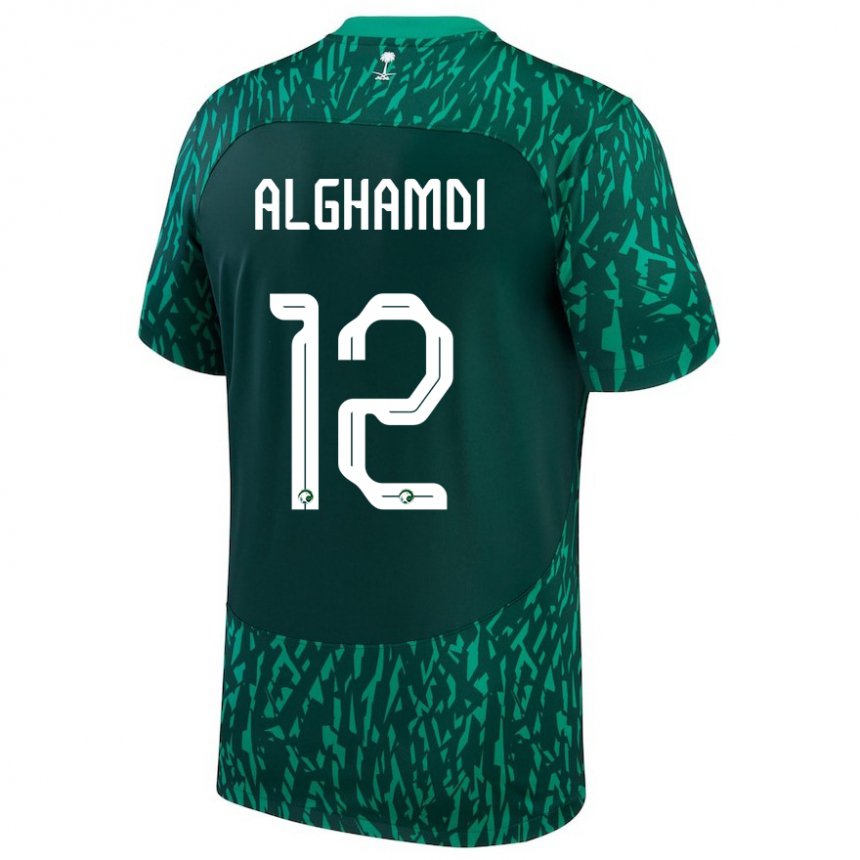 Uomo Maglia Arabia Saudita Faisal Alghamdi #12 Verde Scuro Kit Gara Away 22-24 Maglietta