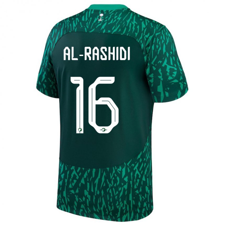 Uomo Maglia Arabia Saudita Mohammed Al Rashidi #16 Verde Scuro Kit Gara Away 22-24 Maglietta