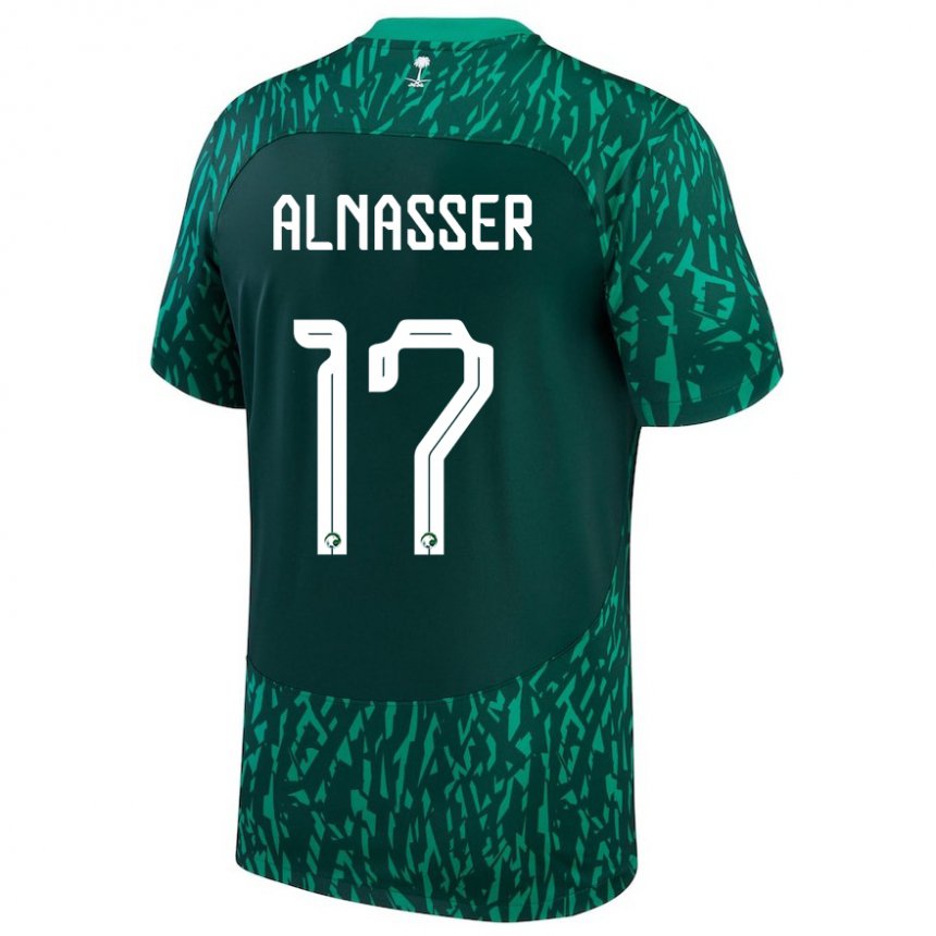 Uomo Maglia Arabia Saudita Saad Alnasser #17 Verde Scuro Kit Gara Away 22-24 Maglietta