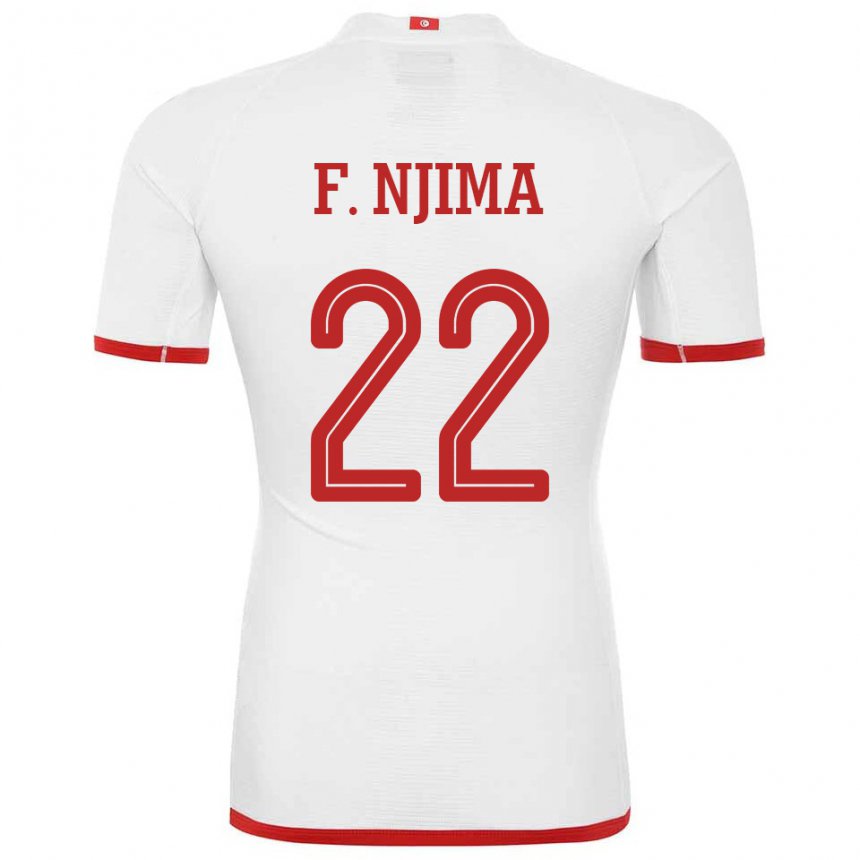 Uomo Maglia Tunisia Firas Ben Njima #22 Bianco Kit Gara Away 22-24 Maglietta