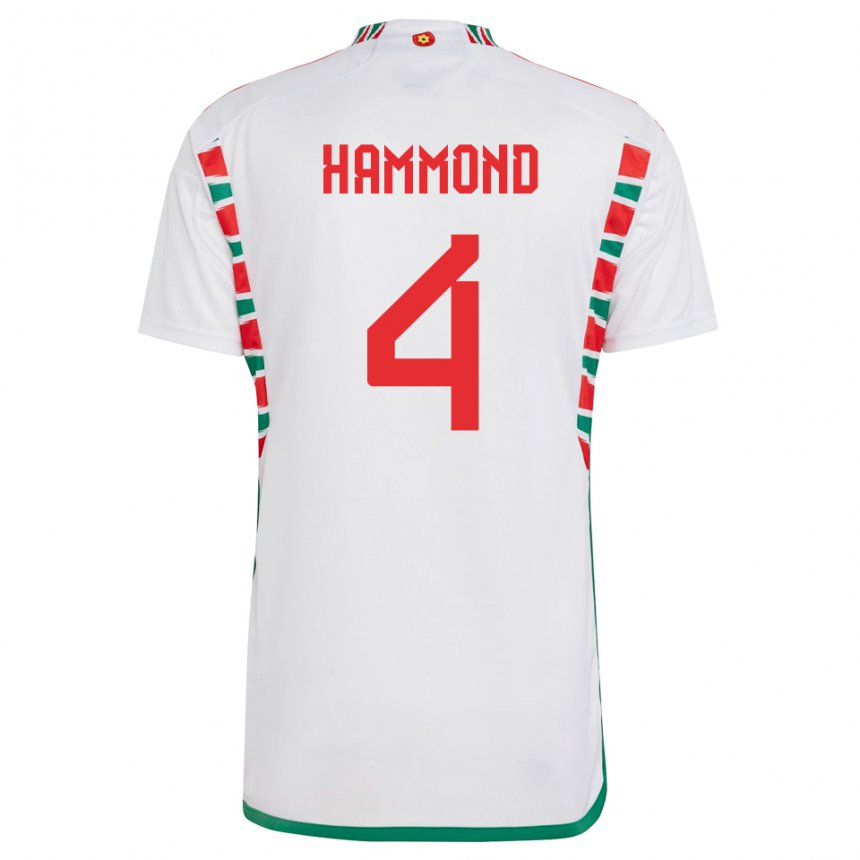 Uomo Maglia Galles Ben Hammond #4 Bianco Kit Gara Away 22-24 Maglietta