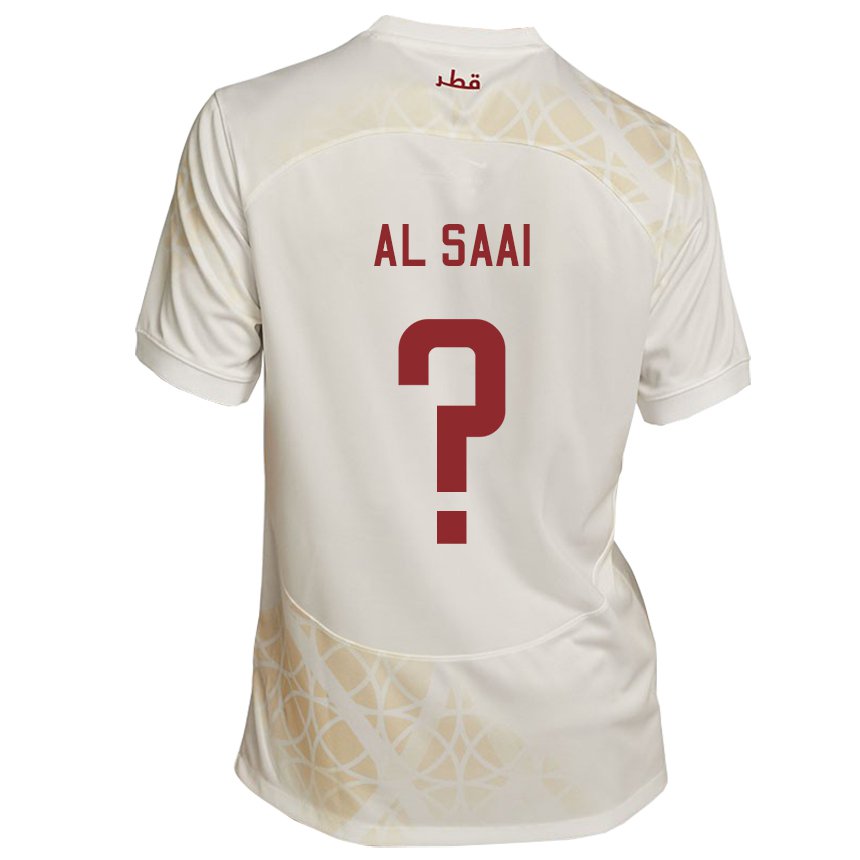 Uomo Maglia Qatar Abdallah Al Saai #0 Beige Oro Kit Gara Away 22-24 Maglietta