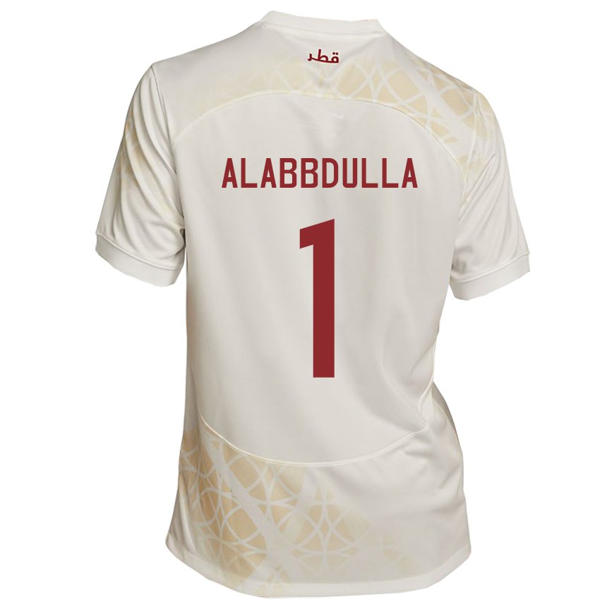 Uomo Maglia Qatar Latifa Alabbdulla #1 Beige Oro Kit Gara Away 22-24 Maglietta