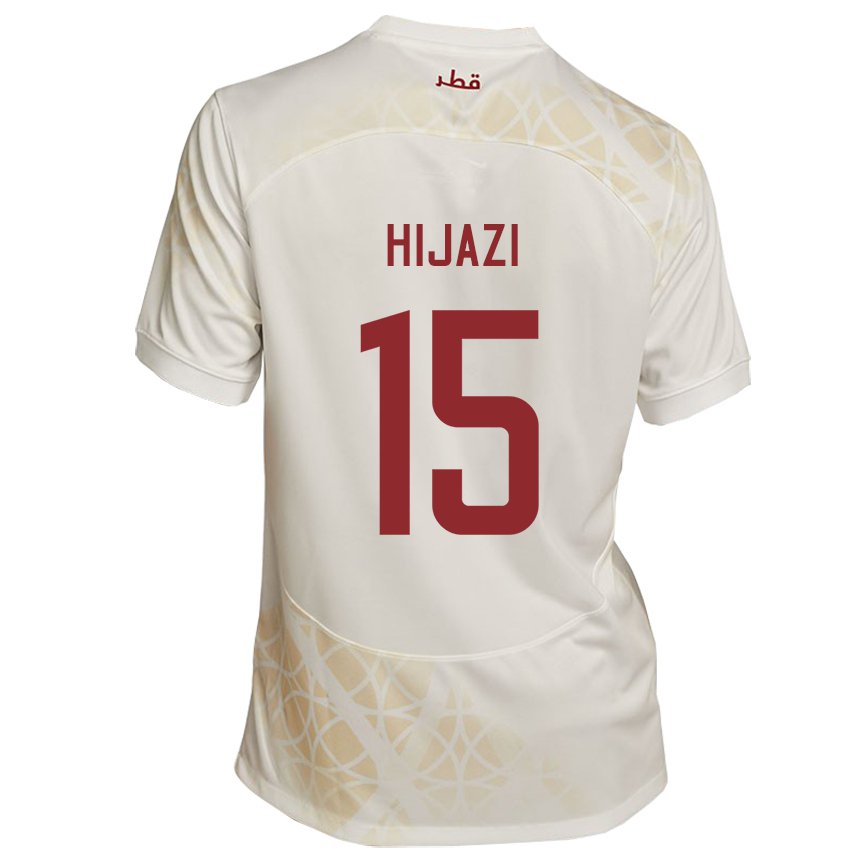 Uomo Maglia Qatar Asalet Hijazi #15 Beige Oro Kit Gara Away 22-24 Maglietta