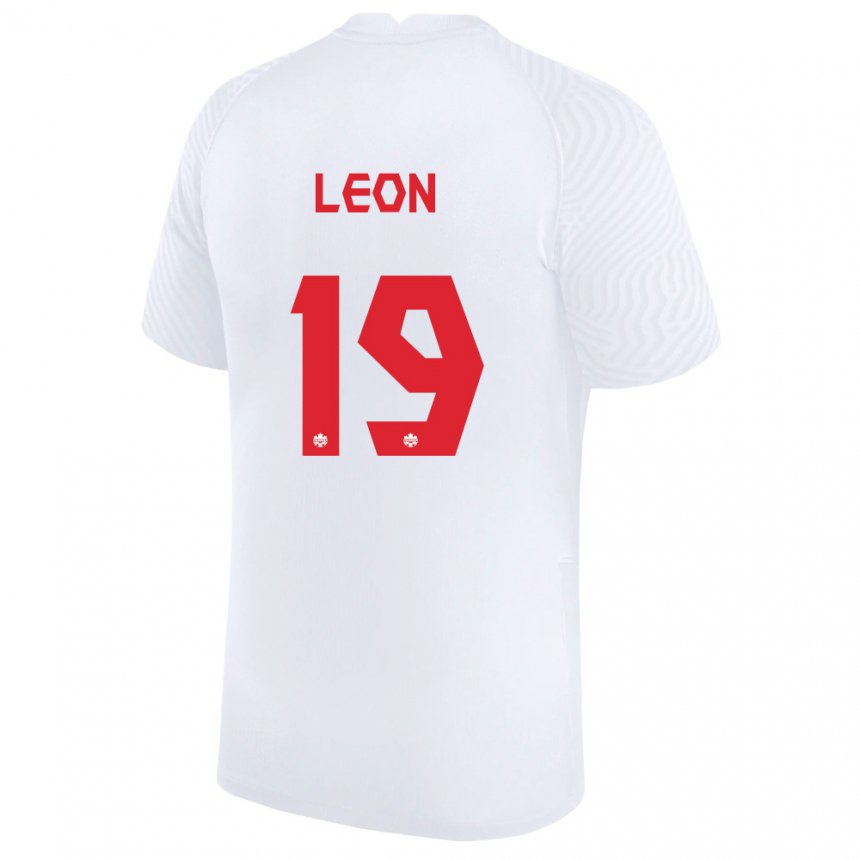 Uomo Maglia Canada Adriana Leon #19 Bianco Kit Gara Away 22-24 Maglietta