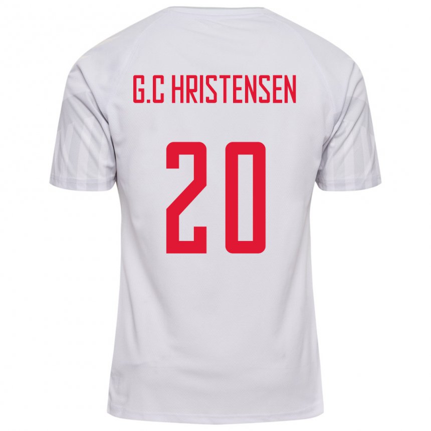 Uomo Maglia Danimarca Gustav Christensen #20 Bianco Kit Gara Away 22-24 Maglietta