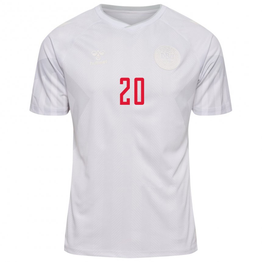 Uomo Maglia Danimarca Gustav Christensen #20 Bianco Kit Gara Away 22-24 Maglietta