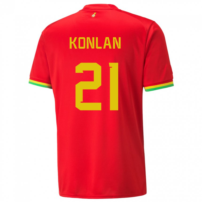 Uomo Maglia Ghana Cynthia Konlan #21 Rosso Kit Gara Away 22-24 Maglietta