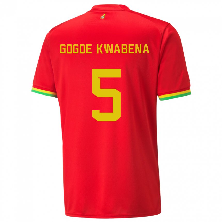 Uomo Maglia Ghana Boahen Gogoe Kwabena #5 Rosso Kit Gara Away 22-24 Maglietta