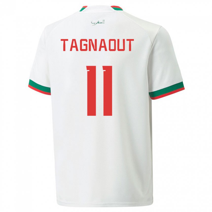 Uomo Maglia Marocco Fatima Tagnaout #11 Bianco Kit Gara Away 22-24 Maglietta