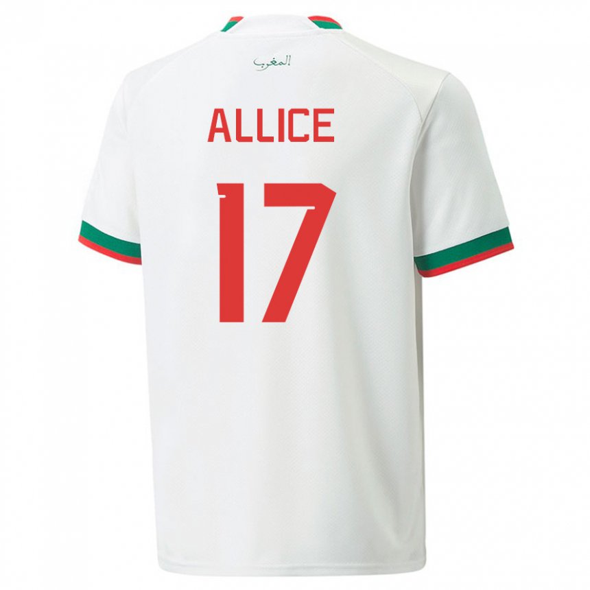 Uomo Maglia Marocco Eva Allice #17 Bianco Kit Gara Away 22-24 Maglietta