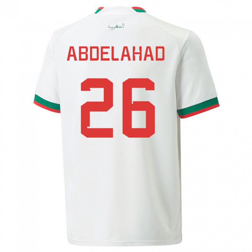 Uomo Maglia Marocco Imane Abdelahad #26 Bianco Kit Gara Away 22-24 Maglietta