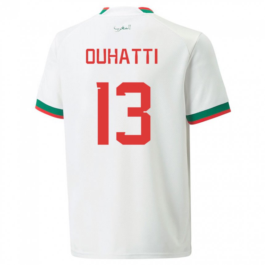 Uomo Maglia Marocco Aymane Ouhatti #13 Bianco Kit Gara Away 22-24 Maglietta