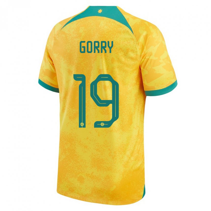 Donna Maglia Australia Katrina Gorry #19 D'oro Kit Gara Home 22-24 Maglietta