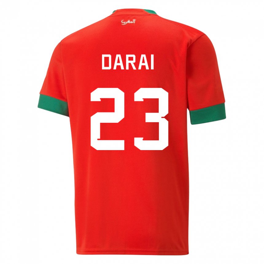 Donna Maglia Marocco Hamza Darai #23 Rosso Kit Gara Home 22-24 Maglietta