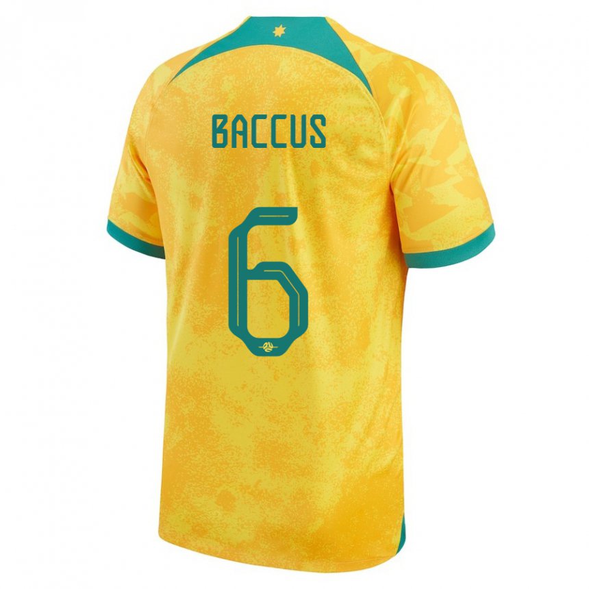 Donna Maglia Australia Keanu Baccus #6 D'oro Kit Gara Home 22-24 Maglietta