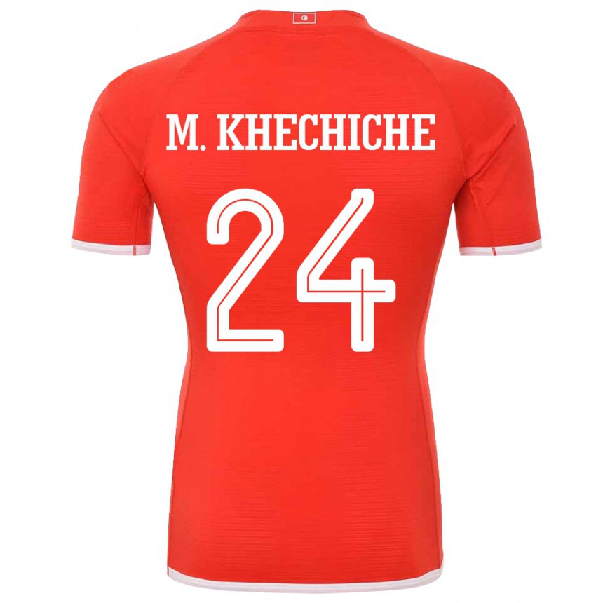 Donna Maglia Tunisia Mohamed Amine Khechiche #24 Rosso Kit Gara Home 22-24 Maglietta