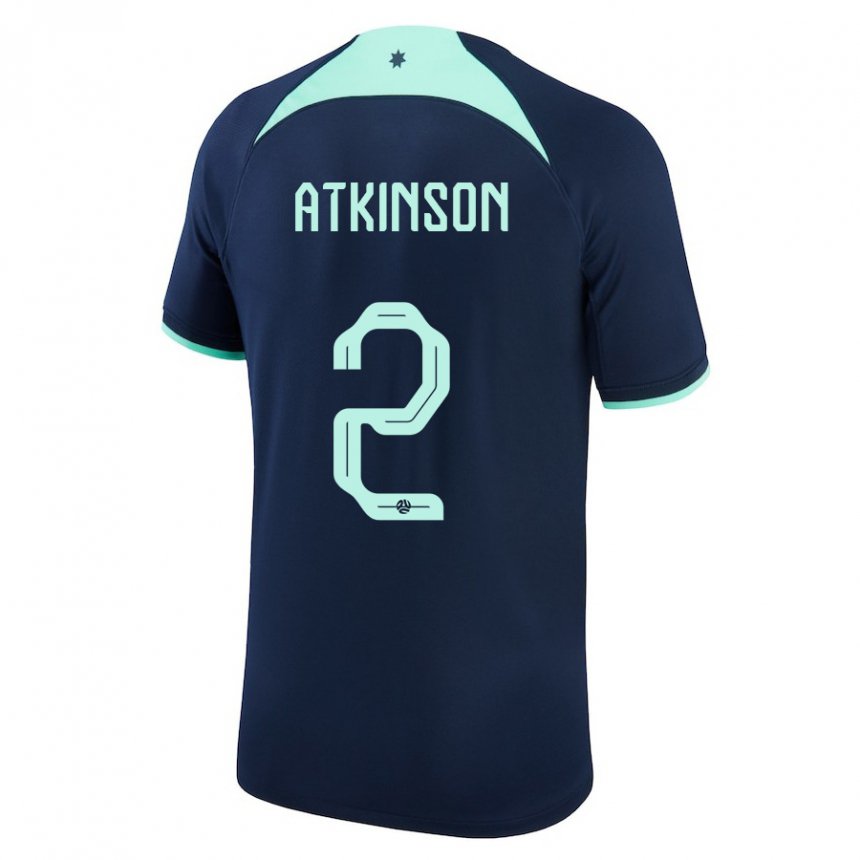 Donna Maglia Australia Nathaniel Atkinson #2 Blu Scuro Kit Gara Away 22-24 Maglietta