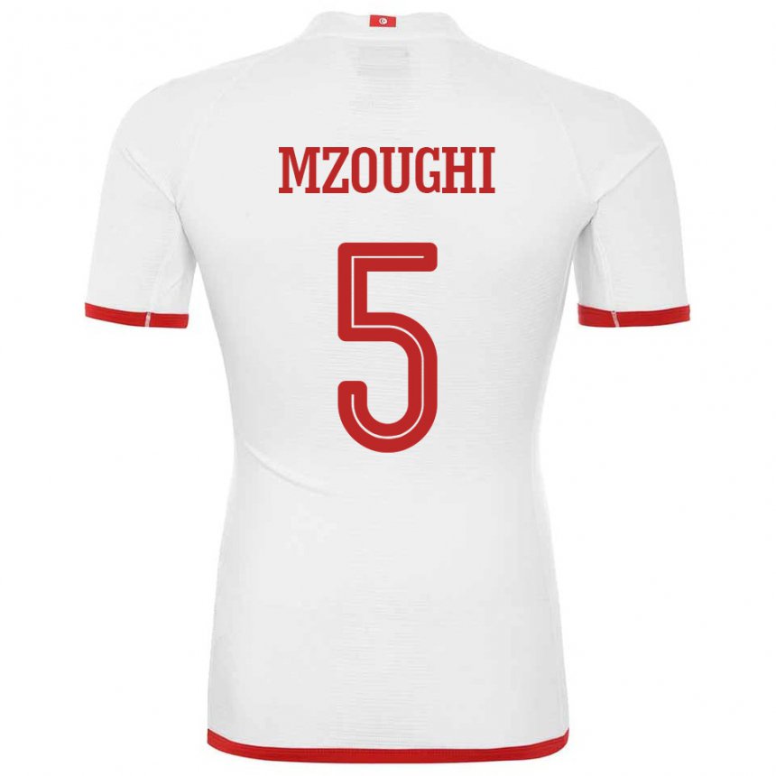 Donna Maglia Tunisia Iskander Mzoughi #5 Bianco Kit Gara Away 22-24 Maglietta