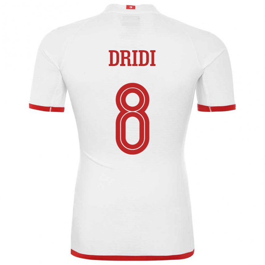 Donna Maglia Tunisia Yassine Dridi #8 Bianco Kit Gara Away 22-24 Maglietta