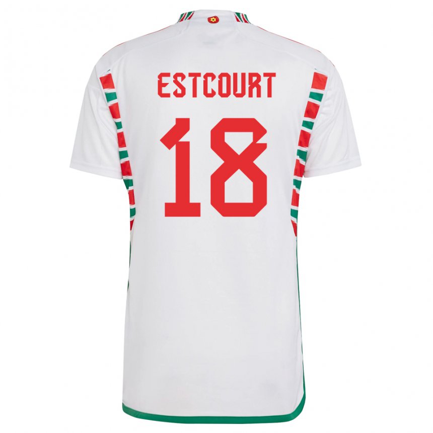 Donna Maglia Galles Charlie Estcourt #18 Bianco Kit Gara Away 22-24 Maglietta