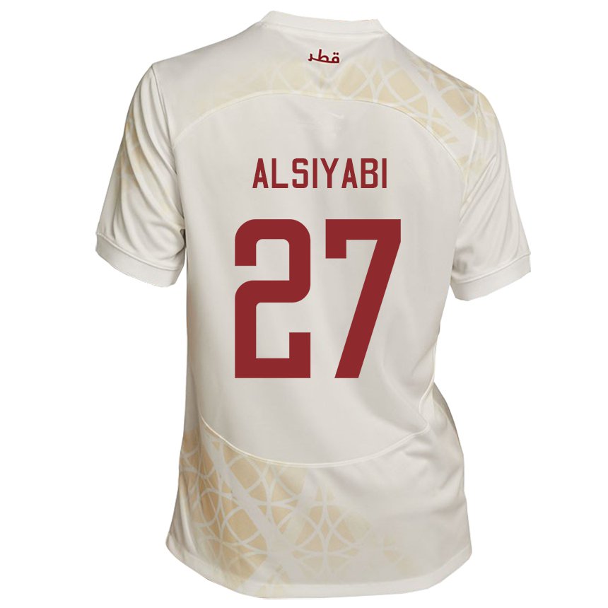 Donna Maglia Qatar Nasra Alsiyabi #27 Beige Oro Kit Gara Away 22-24 Maglietta