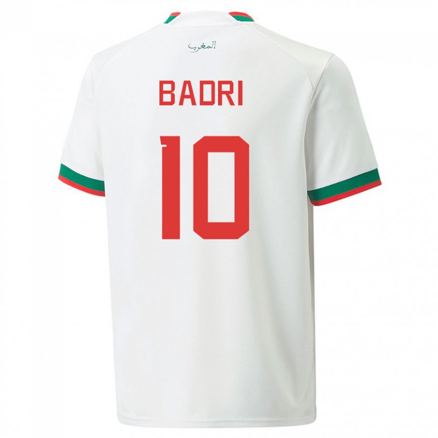 Donna Maglia Marocco Najat Badri #10 Bianco Kit Gara Away 22-24 Maglietta