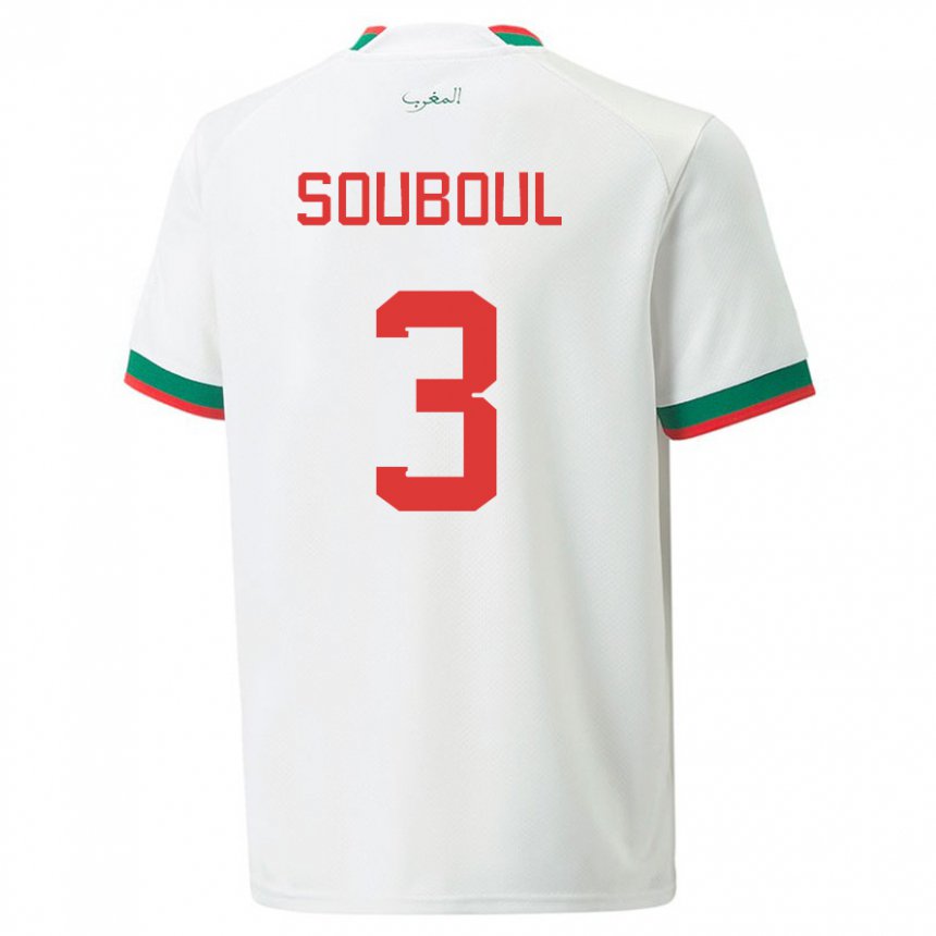 Donna Maglia Marocco Mohamed Souboul #3 Bianco Kit Gara Away 22-24 Maglietta