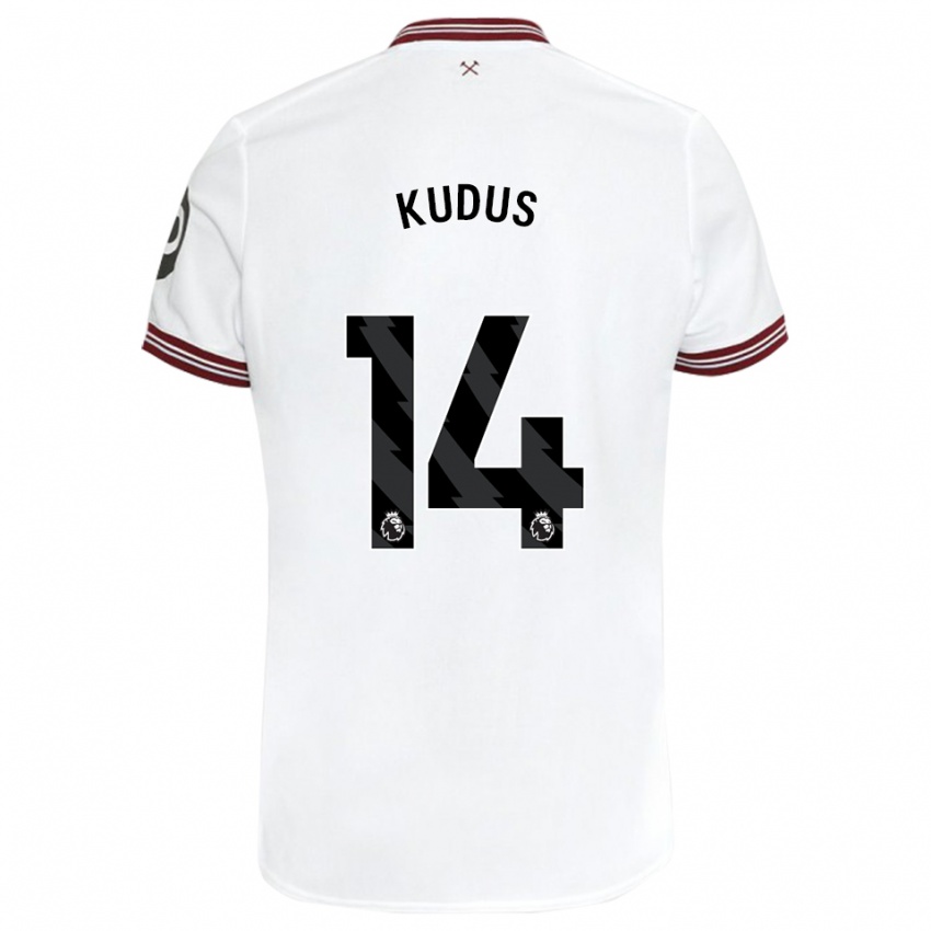 Bambino Maglia Mohammed Kudus #14 Bianco Kit Gara Away 2023/24 Maglietta