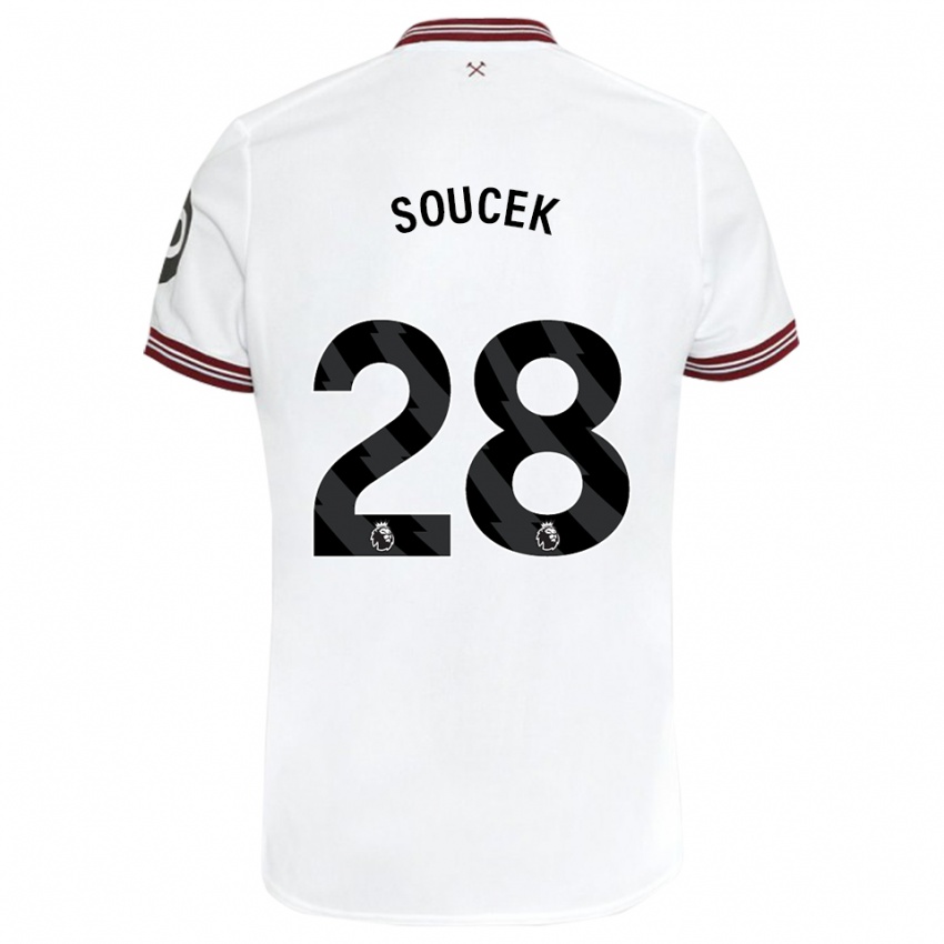 Bambino Maglia Tomas Soucek #28 Bianco Kit Gara Away 2023/24 Maglietta