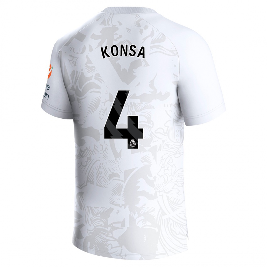 Bambino Maglia Ezri Konsa #4 Bianco Kit Gara Away 2023/24 Maglietta