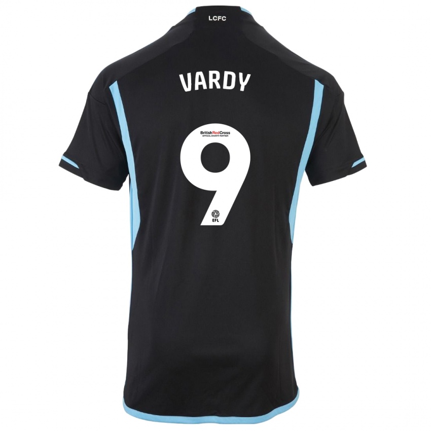 Uomo Maglia Jamie Vardy #9 Nero Kit Gara Away 2023/24 Maglietta