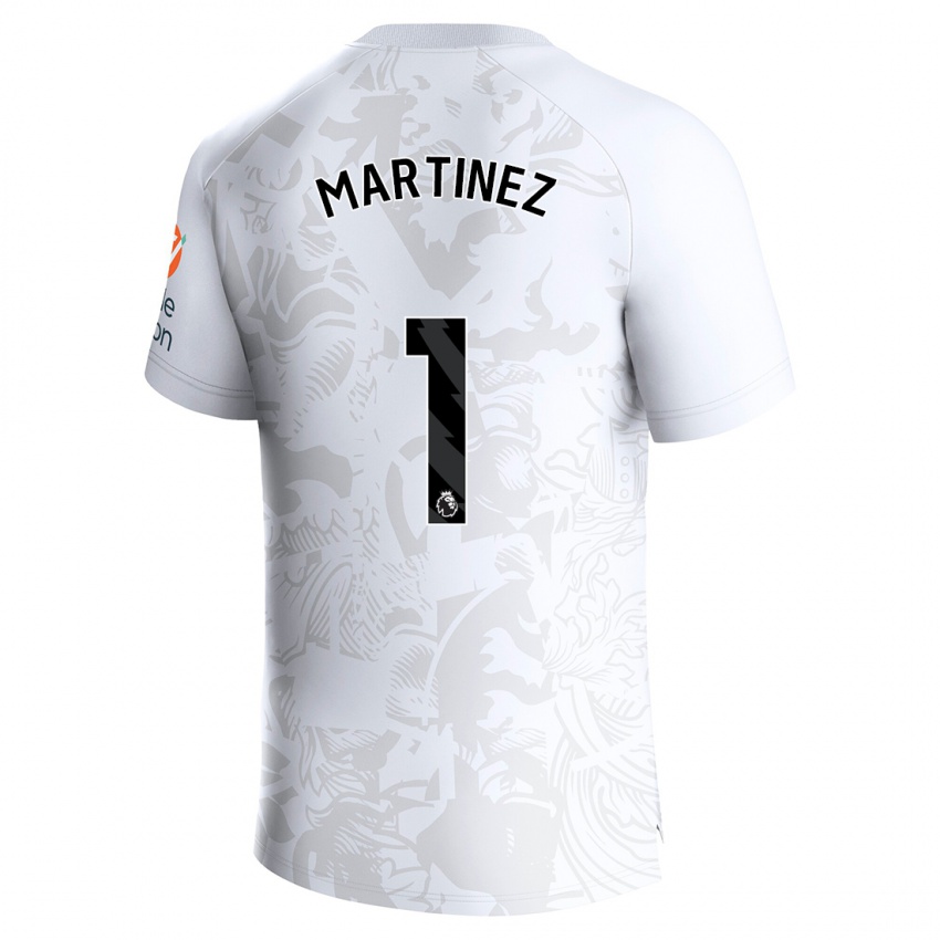 Uomo Maglia Emiliano Martinez #1 Bianco Kit Gara Away 2023/24 Maglietta