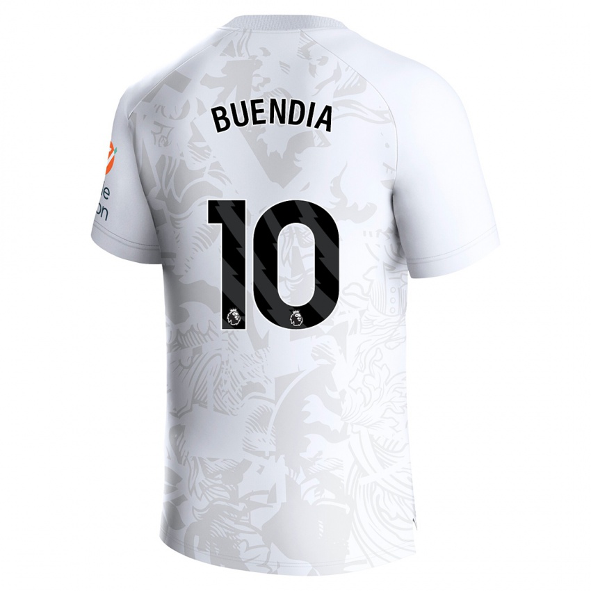 Uomo Maglia Emiliano Buendia #10 Bianco Kit Gara Away 2023/24 Maglietta