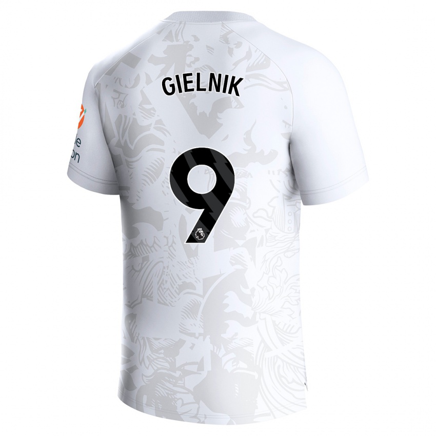 Uomo Maglia Emily Gielnik #9 Bianco Kit Gara Away 2023/24 Maglietta