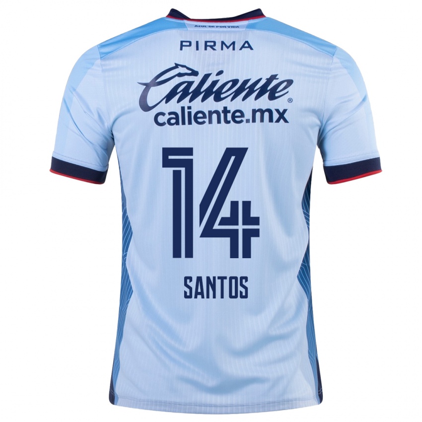 Uomo Maglia Eleisa Santos #14 Cielo Blu Kit Gara Away 2023/24 Maglietta