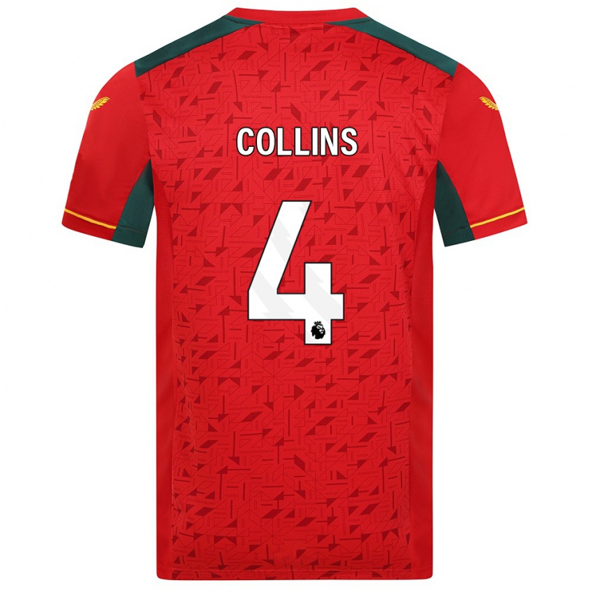 Donna Maglia Nathan Collins #4 Rosso Kit Gara Away 2023/24 Maglietta